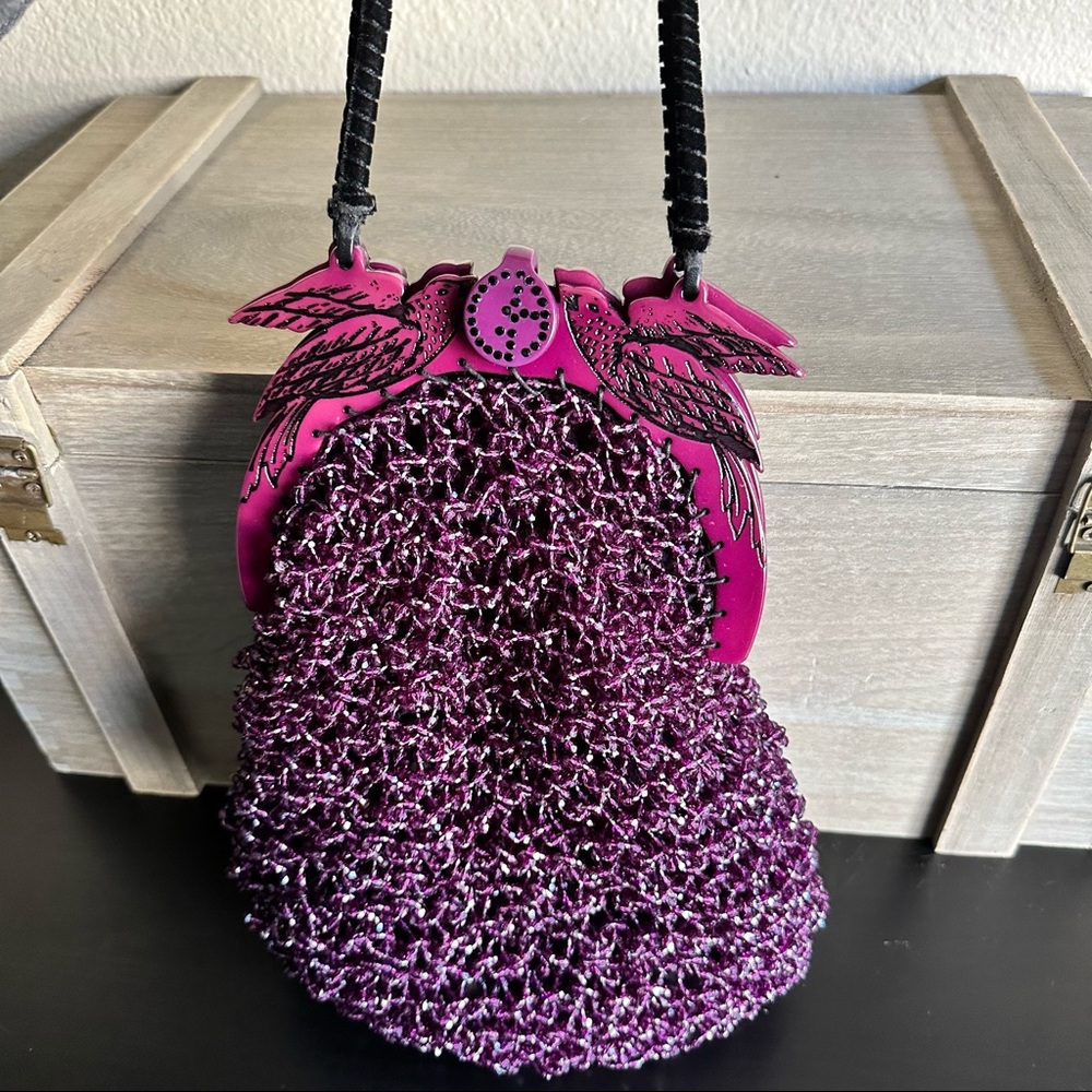 Armani Beaded Handbag Vintage Burgundy